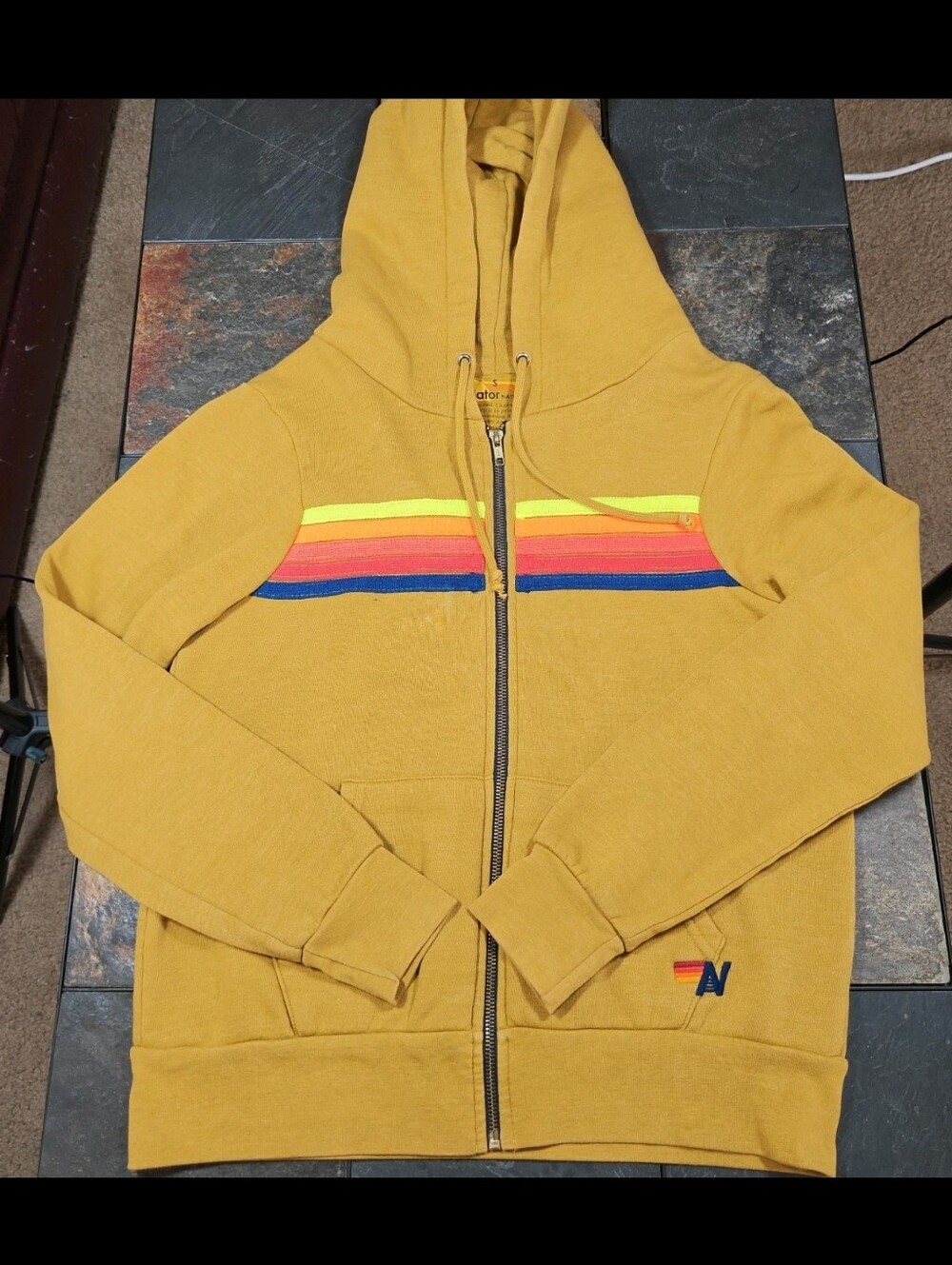 Aviator Nation 5 Stripe Zip Hoodie S